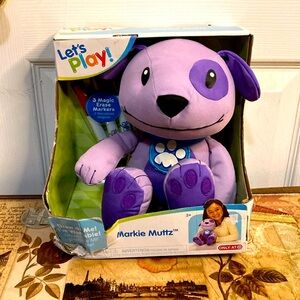 MARKIE MUTTZ STUFFED DOG  WITH 3 markers new in box